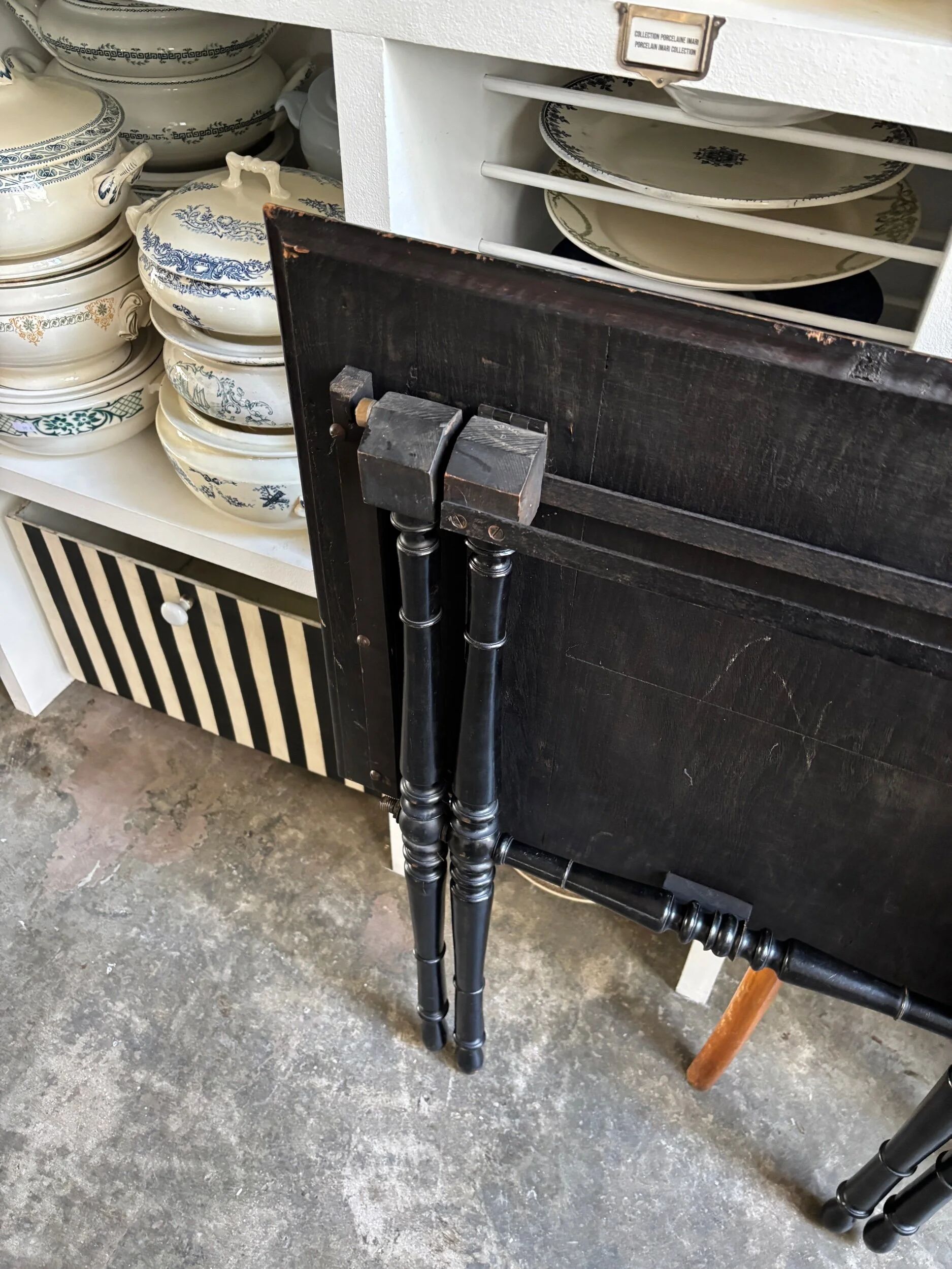 Napoleon III folding table in blackened wood 72 x 54 cm