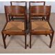 Set of 4 vintage solid wood and straw chairs, 1980