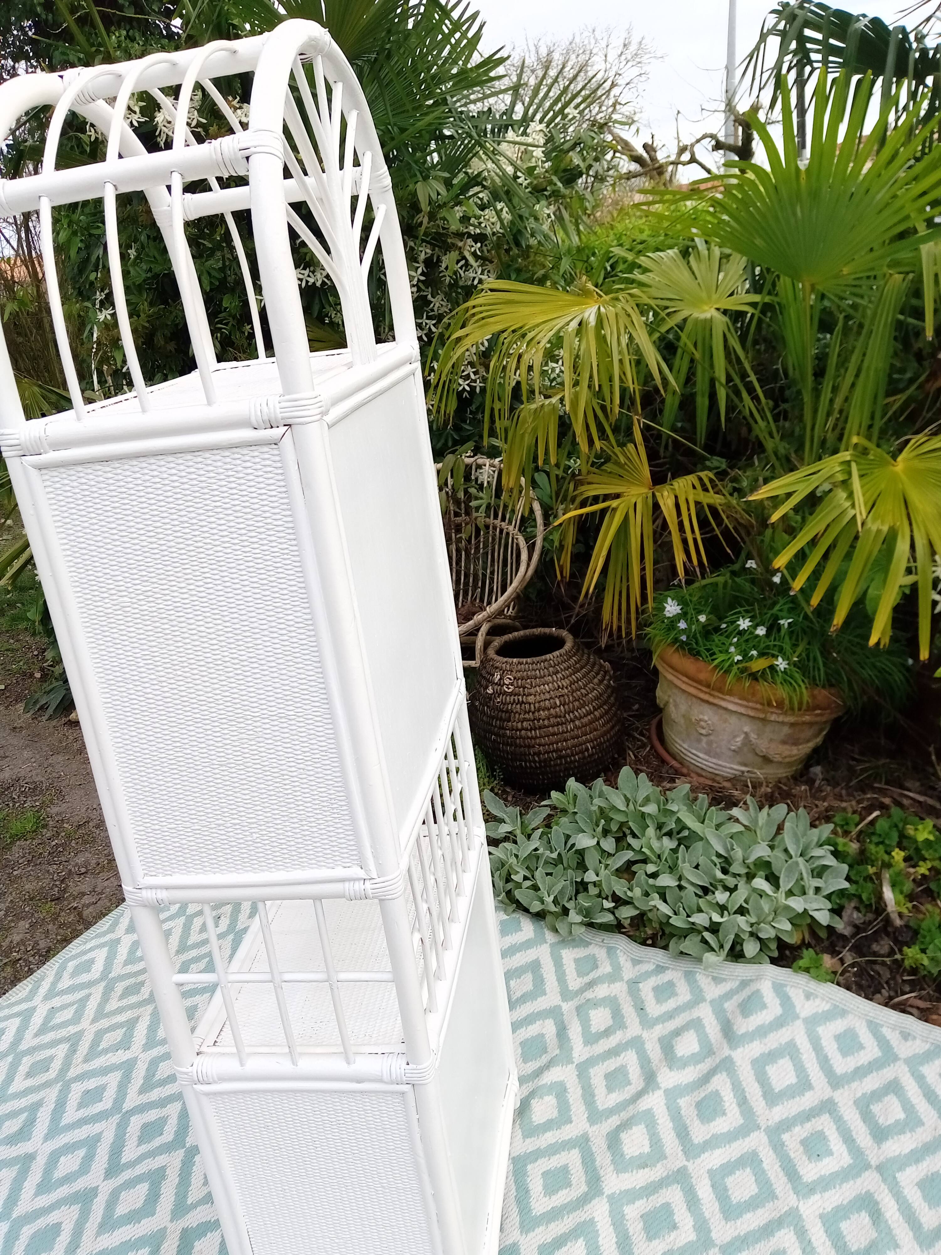 White rattan shelf