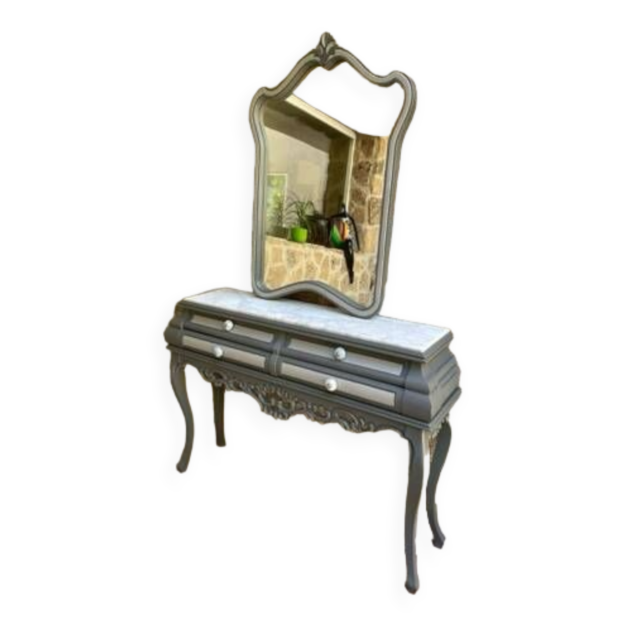 Baroque marble mirror console