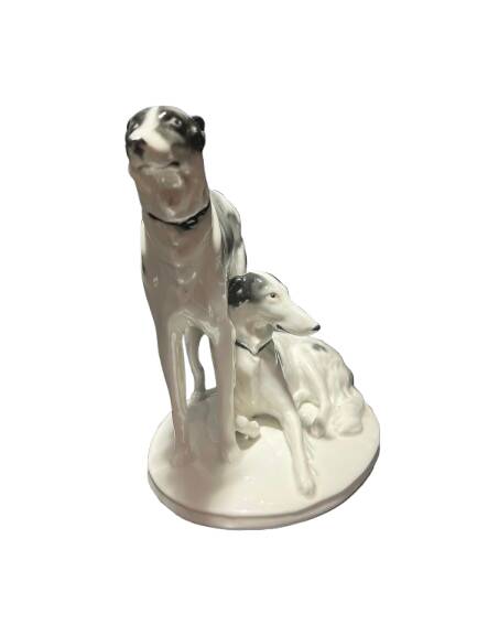 Sculpture representing two ceramic dogs