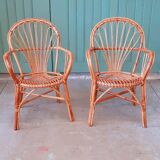 Pair of rattan armchairs
