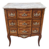 Petite commode en Marqueterie à Ressaut central Époque XIX eme siècle