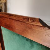 Fauteuil velours vert et bois