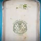 Plat à cake Longwy, décor floral et médaillon d’oiseaux, début XXème