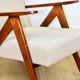 Vintage armchair B-310 VAR beige boucle dark structural wood 1970s - 2 pieces available