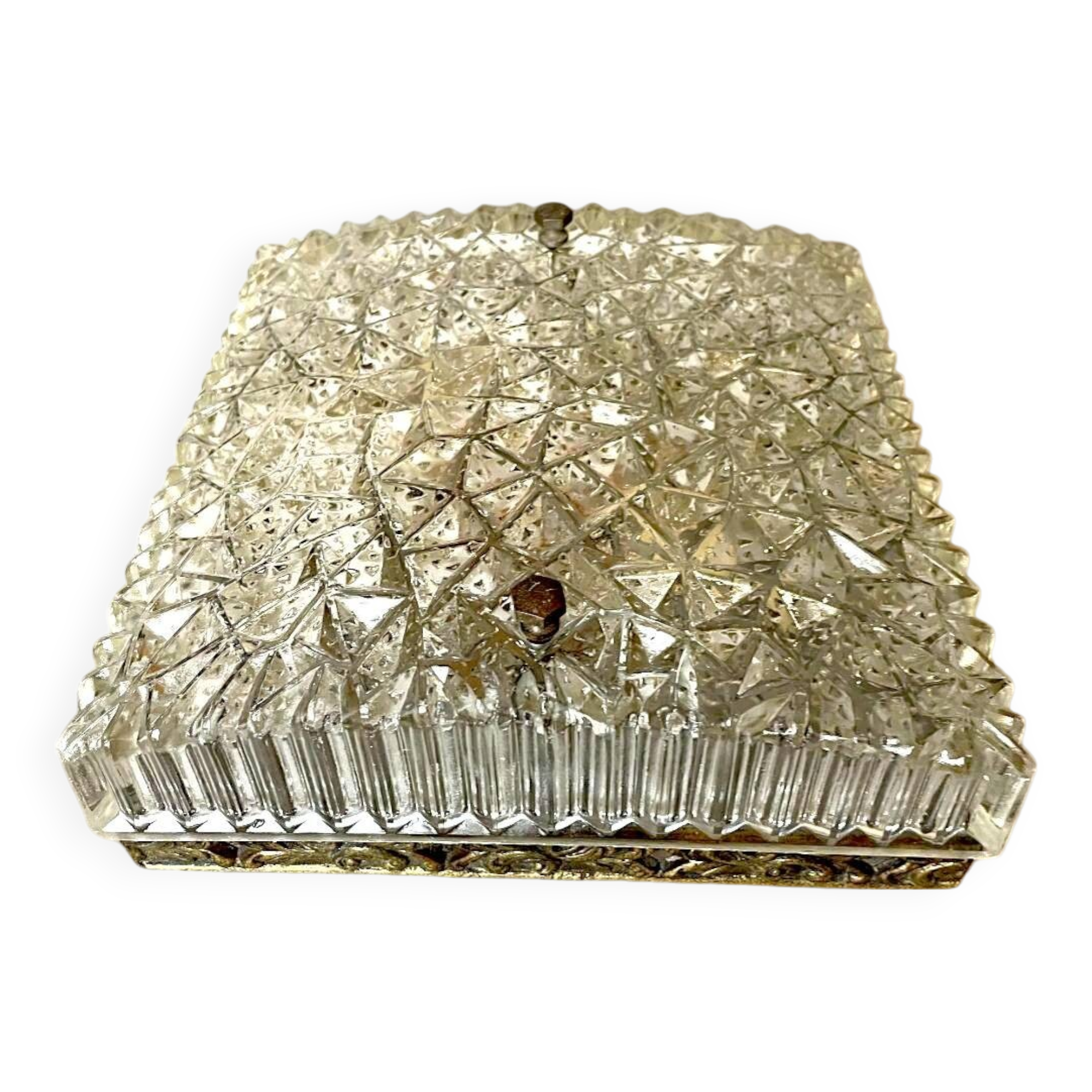 Square glass and bronze flush mount lamp, 1960s