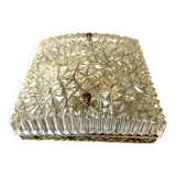 Lampe à encastrer carrée en verre et bronze, années 60
