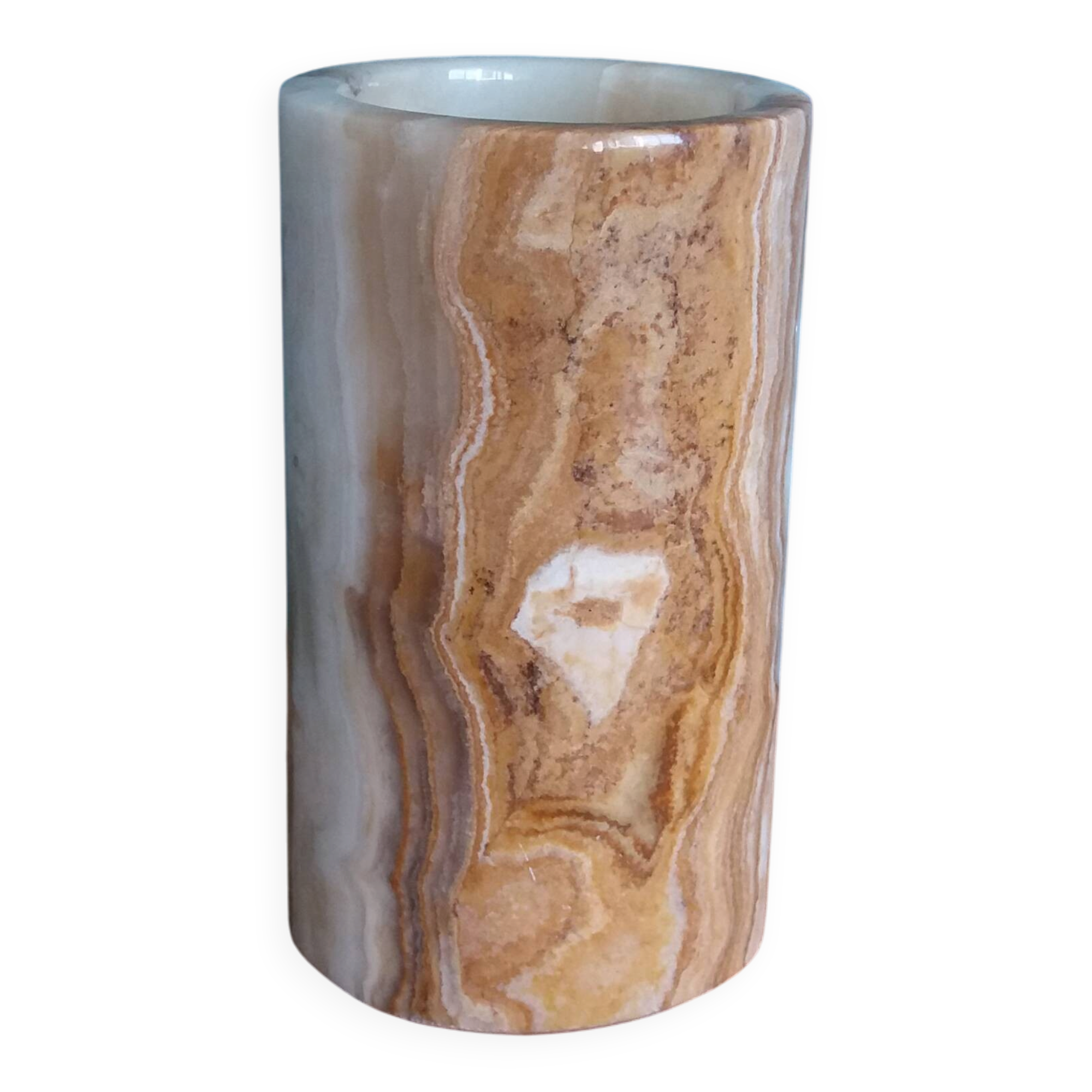 Vase pot à pinceaux et crayons en marbre ou onyx