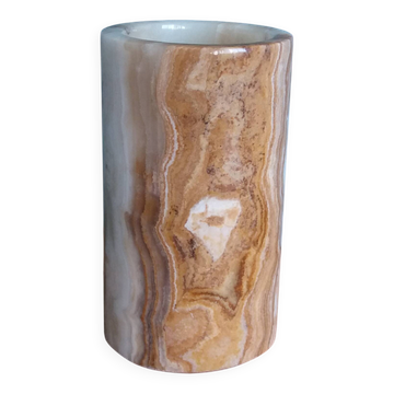 Vase pot à pinceaux et crayons en marbre ou onyx