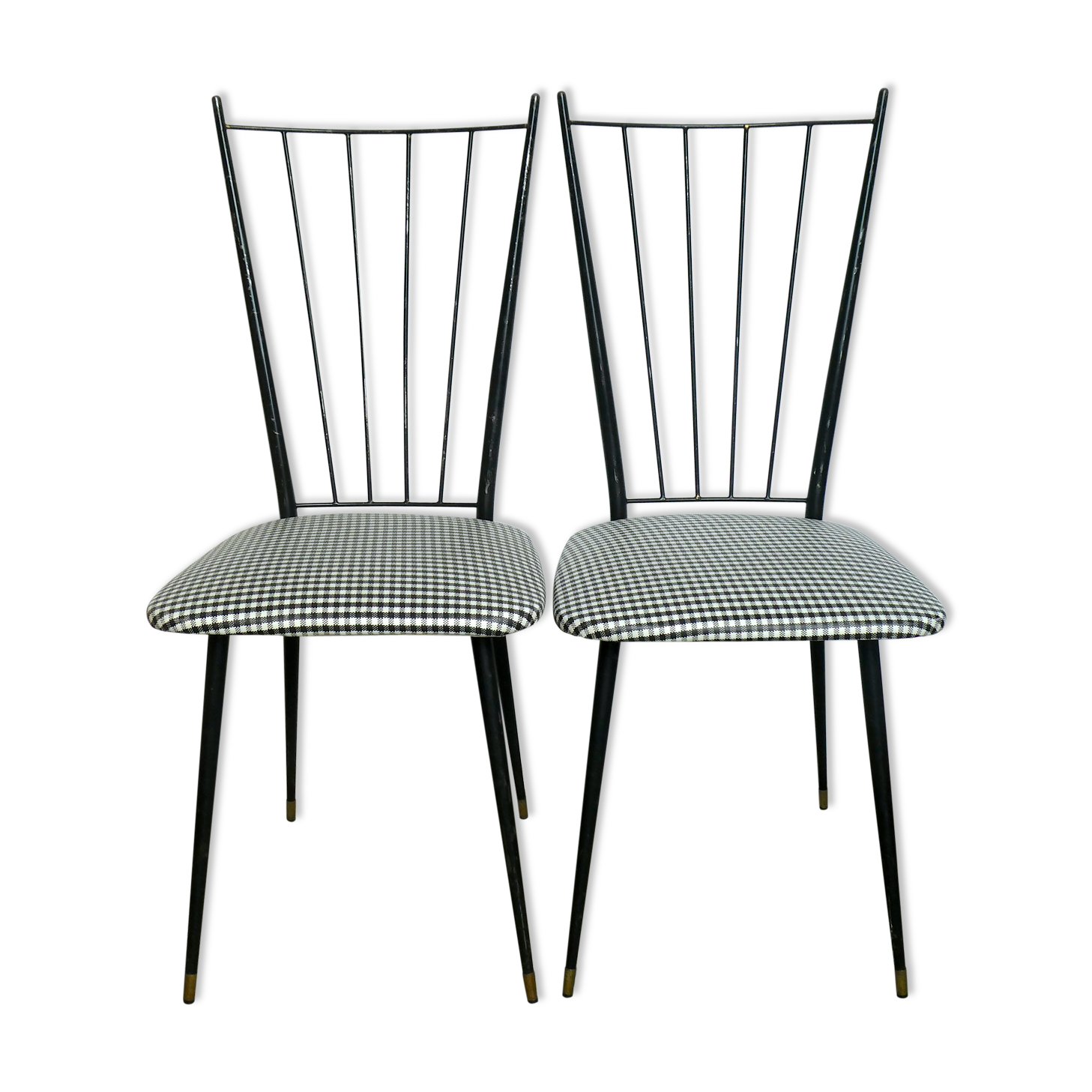 Paire de chaises Colette Gueden pied de poule années 50