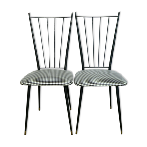 Paire de chaises colette gueden pied de poule années 50