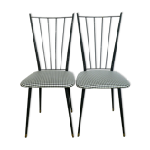 Paire de chaises Colette Gueden pied de poule années 50