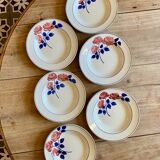 Set of 6 vintage deep plates, Rose Rouge model, by HBCM