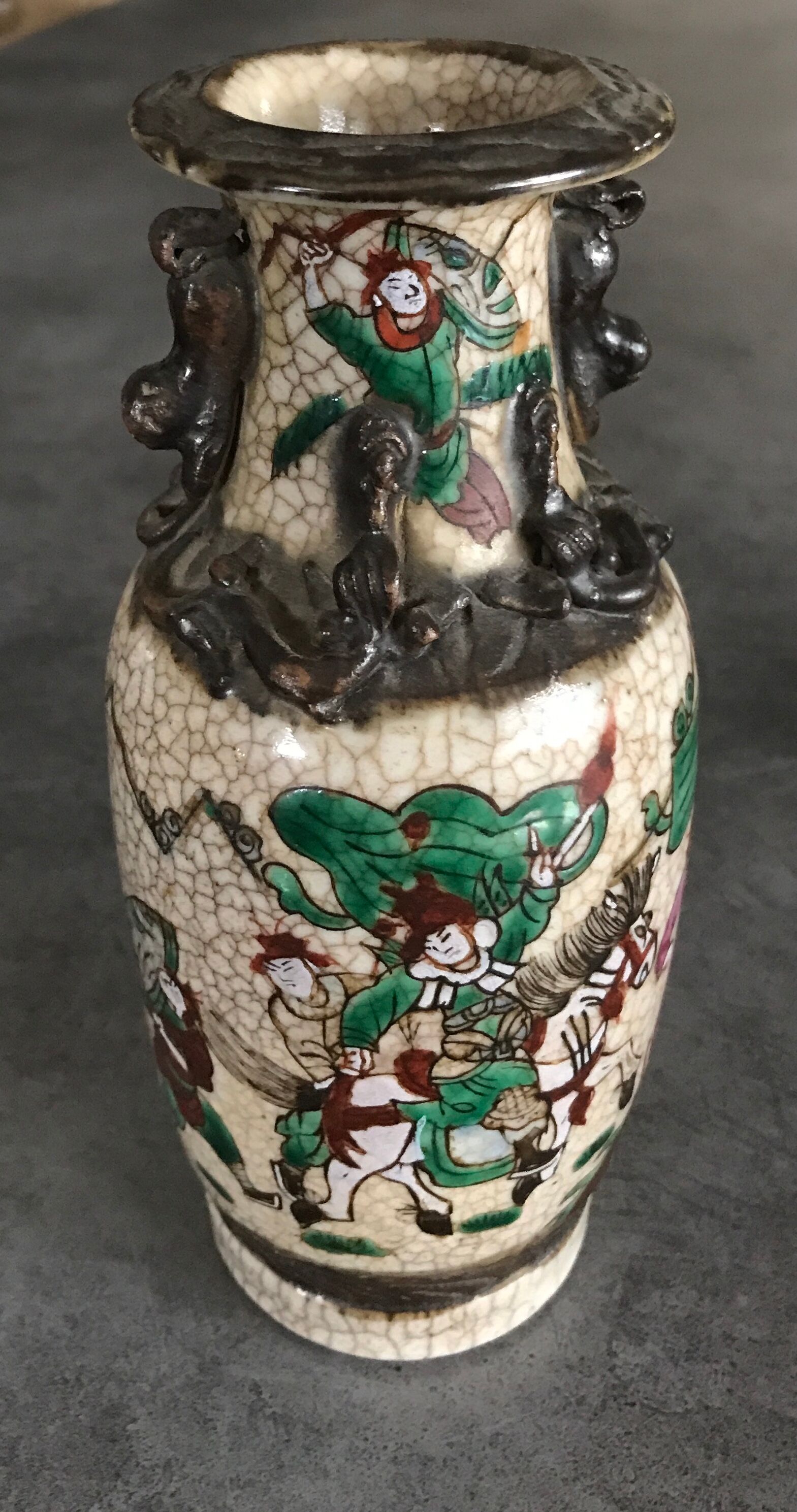 Vase ceramic canton of nanjing decoration of war scenes xixth