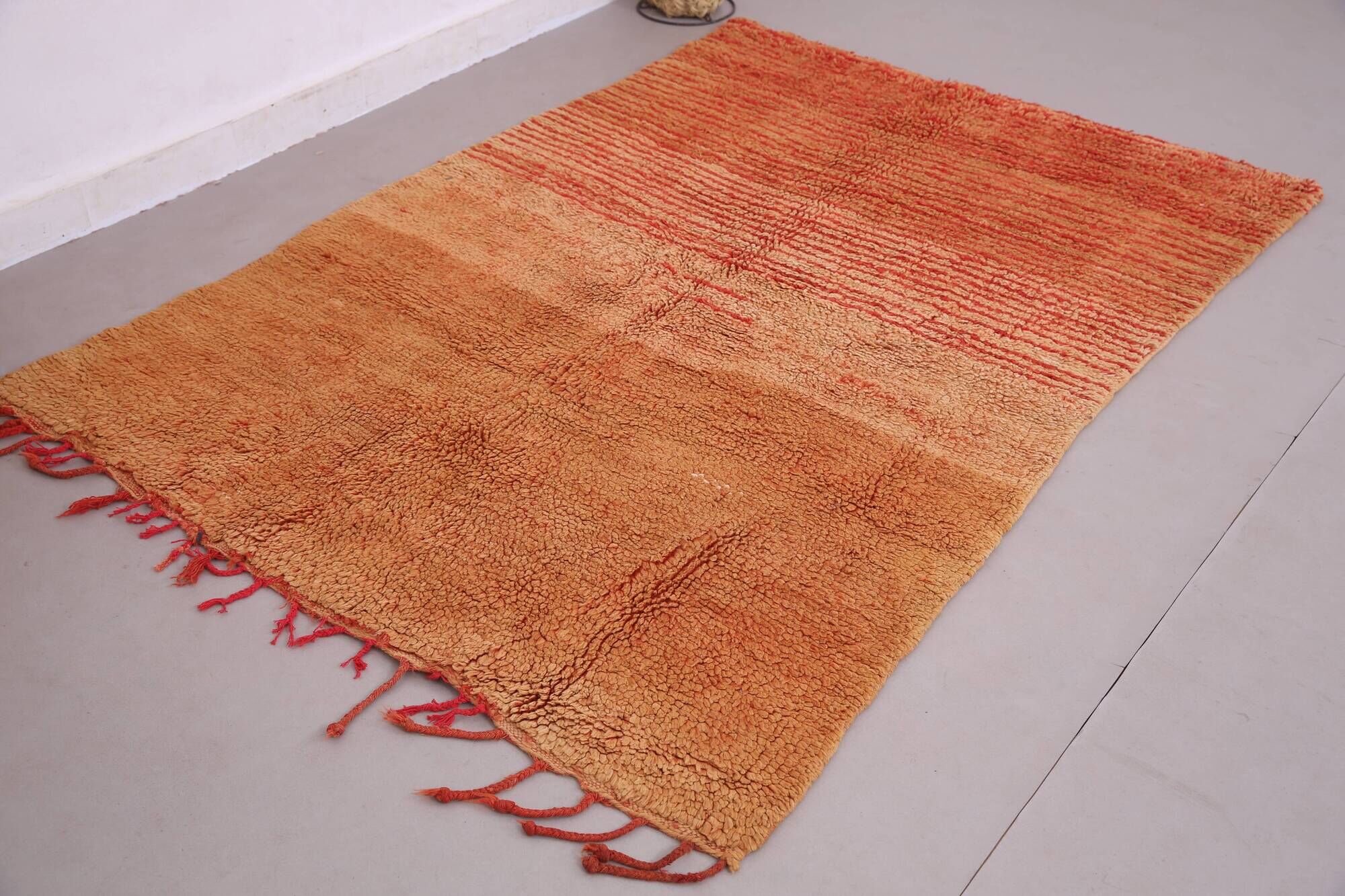Orange Vintage Moroccan Rug 139 x 190 cm - Berber Rug - Handmade Wool Rug