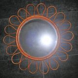 Vintage flower rattan mirror 48cm