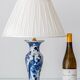 Table Lamp 'Chinoiserie' Blue and White from Delft, 1978, New Silk Shade