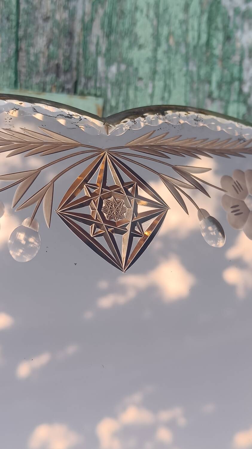 Pink art deco table mirror