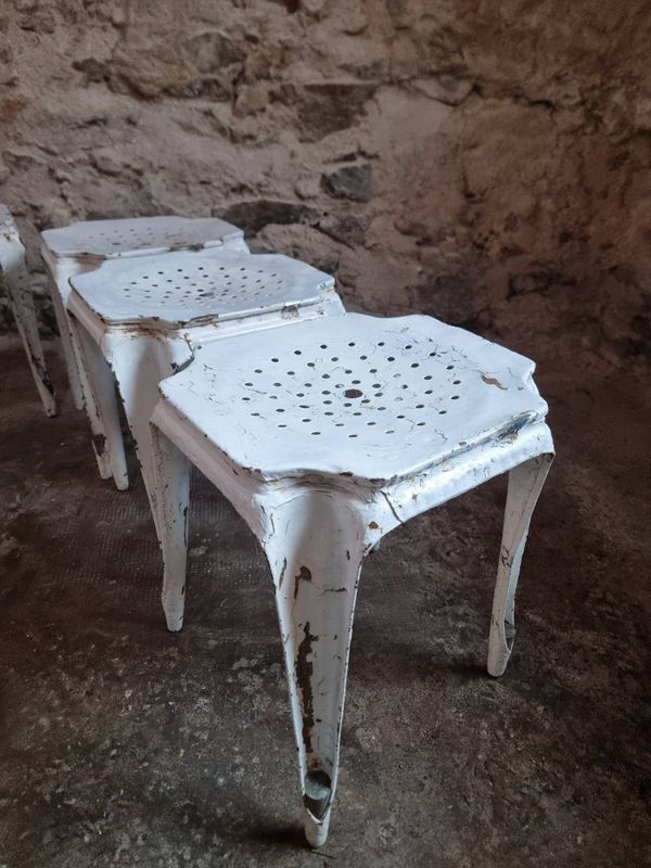 Lot de 6 tabourets industriels français Multipl’s – Années 1930