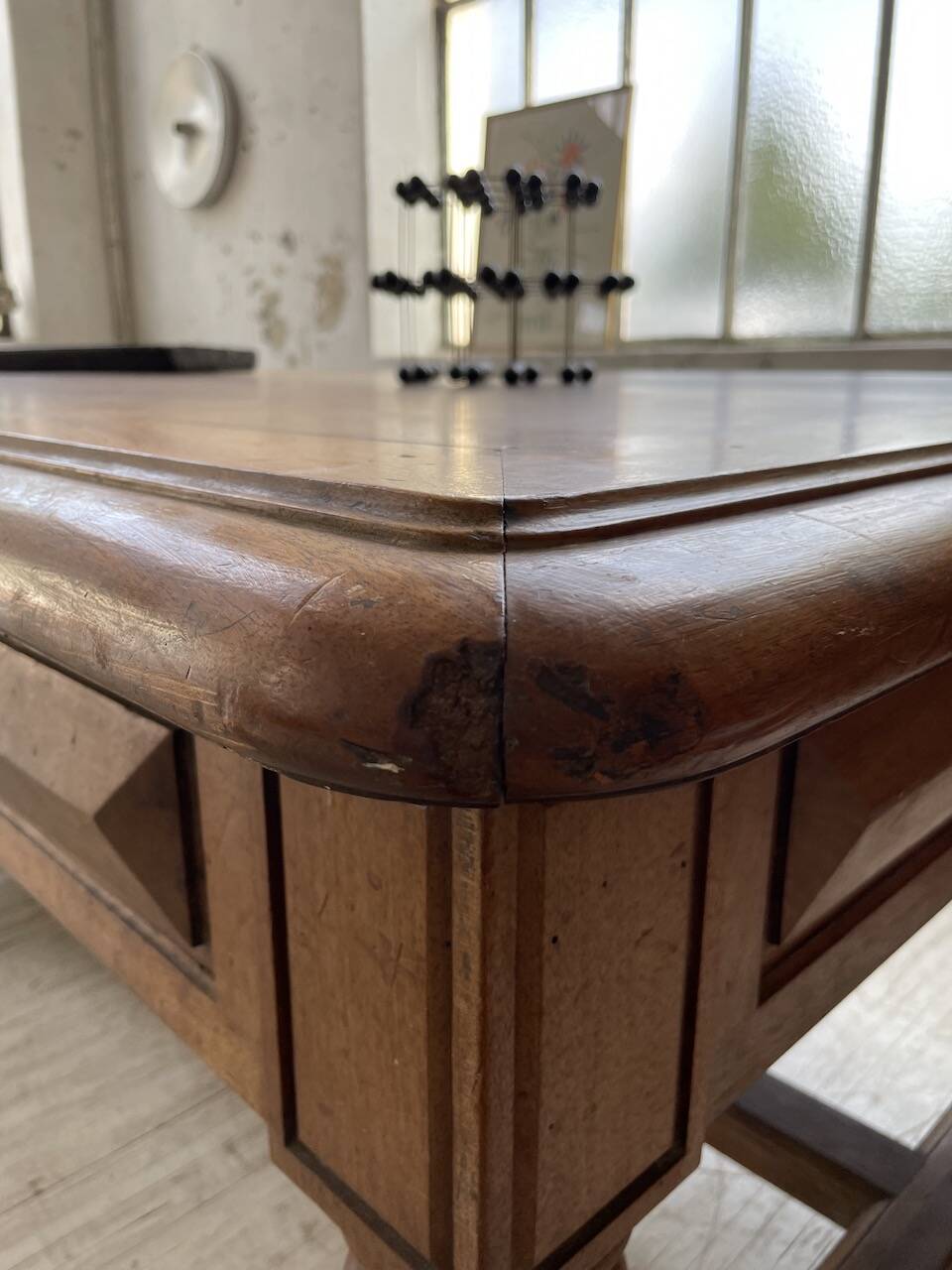 Solid walnut farmhouse castle table 1900 XXL