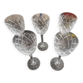 Verres à pied. Verre en cristal. 5 verres.