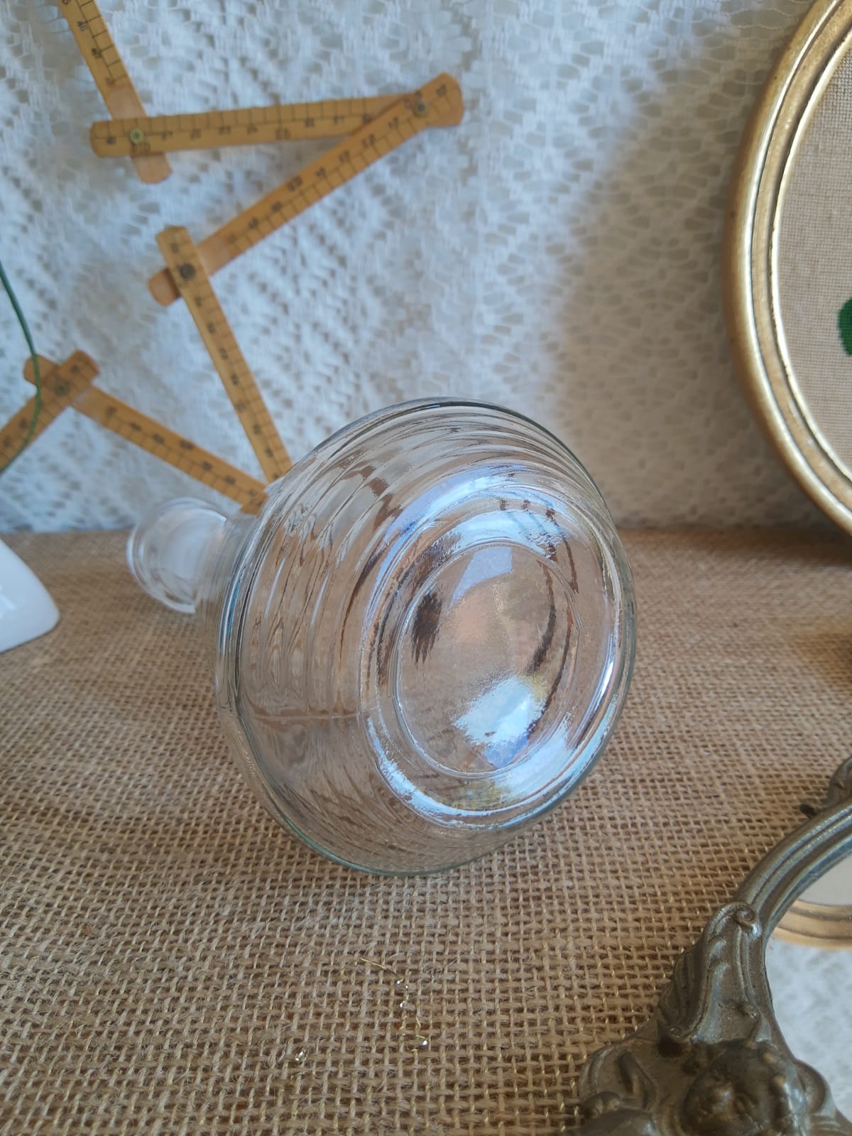 Luxhem glass carafe with vintage gold trim
