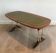 Table basse néoclassique en bois, laiton et cuir