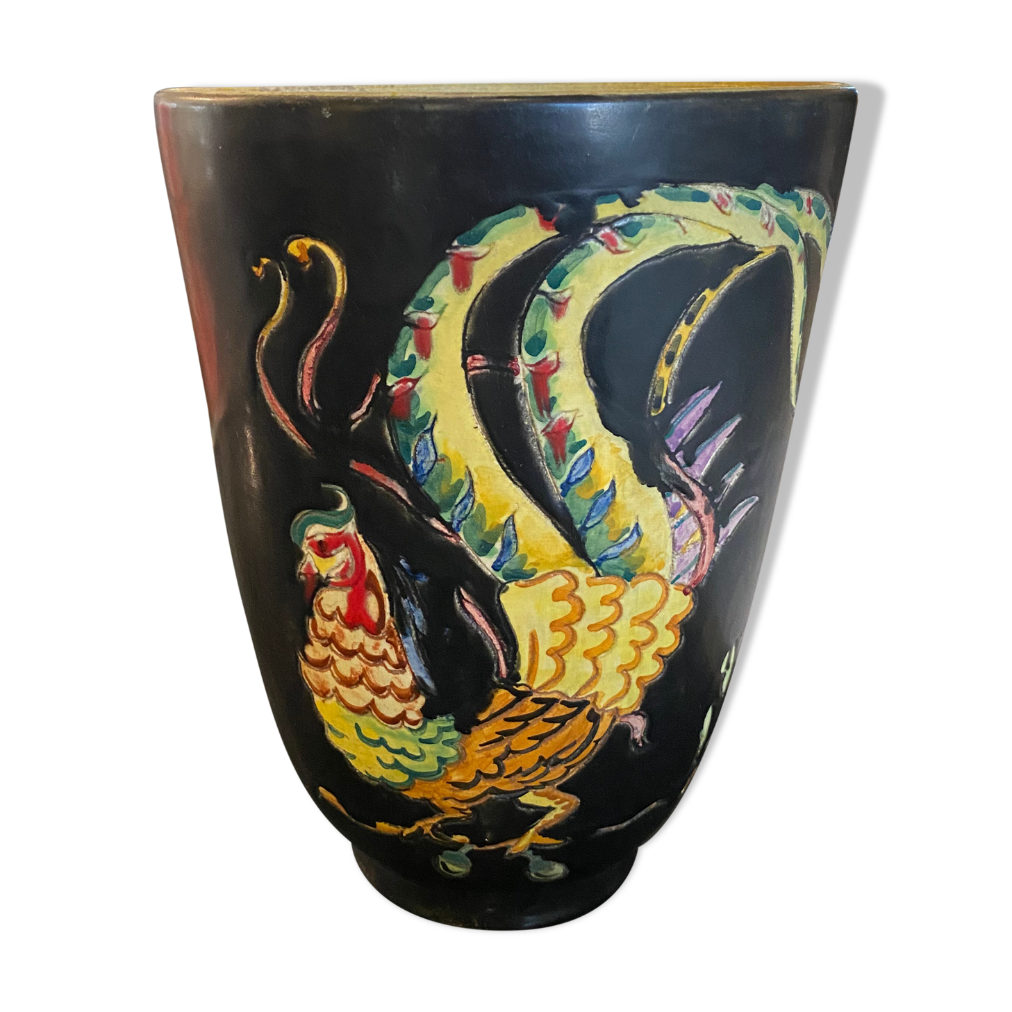 Ceramic vase with Rooster decorations