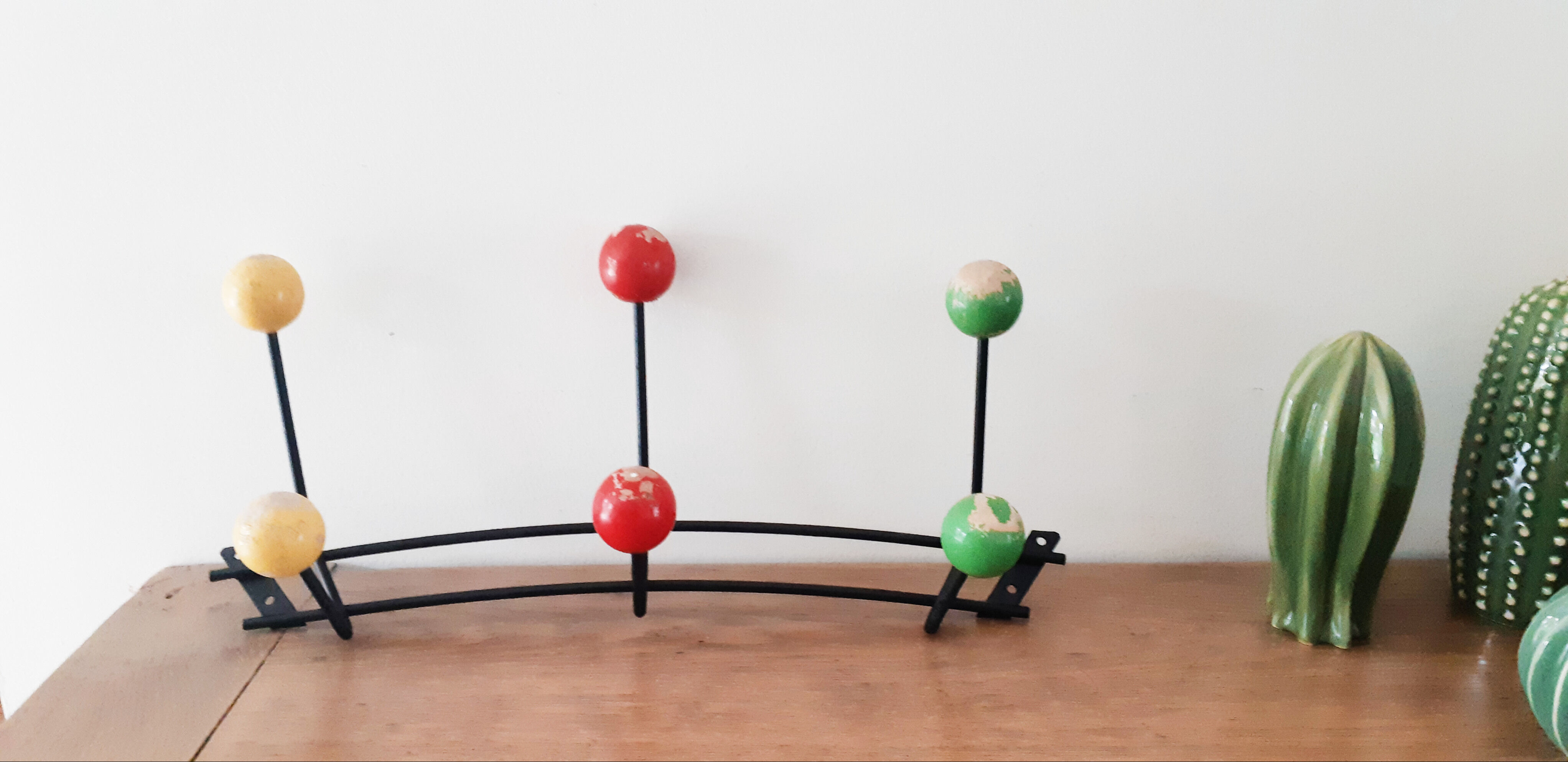 Coat rack, wooden ball hooks
