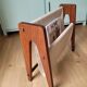 Scandinavian magazine rack exotic wood and linen