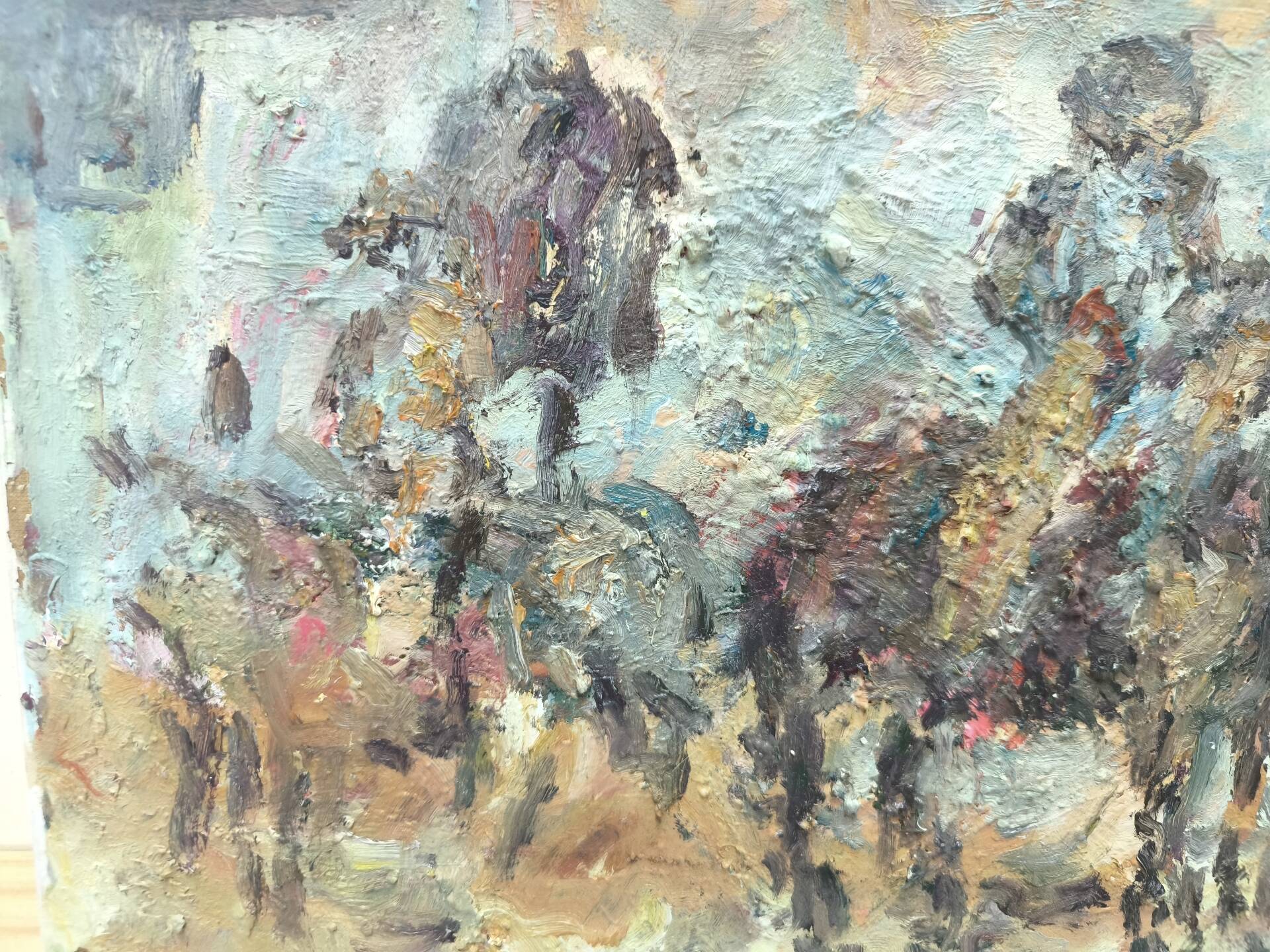Impressionist Oil Painting of Horses