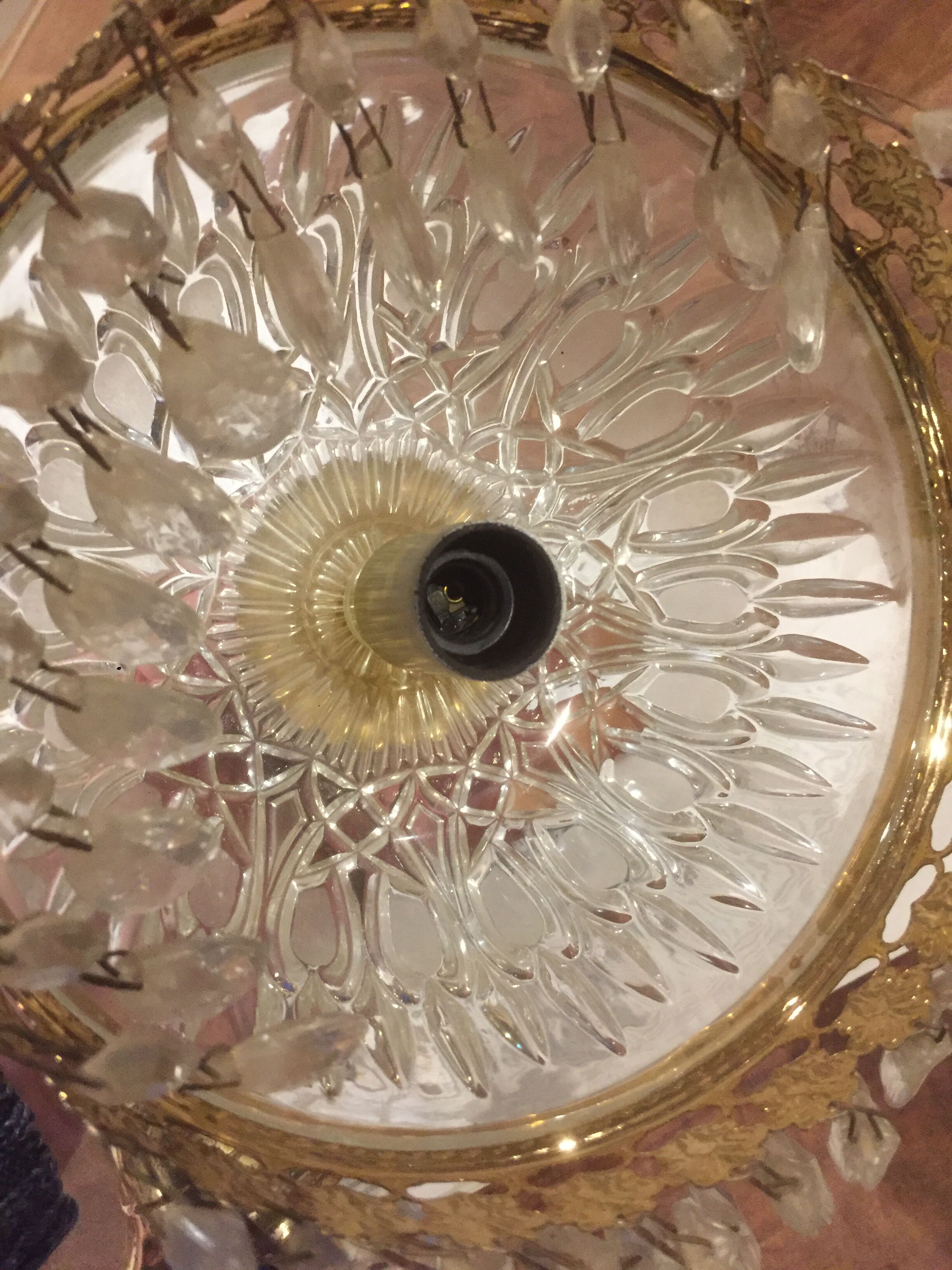 Hanging glass and stamps