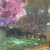 Old oil painting of hydrangeas