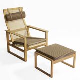 Børge Mogensen Modèle 2254 Chaise luge en chêne avec pouf