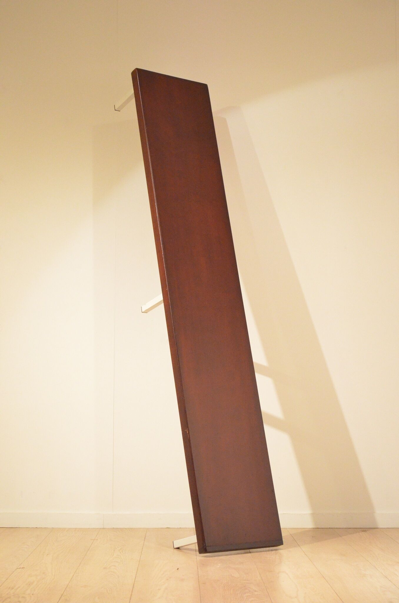 1960's industrial design: big bench mahogany and metal 1.9 m