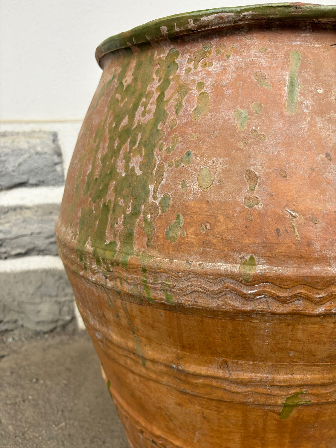 Large green glazed terracotta jar, Spain, 19th century.