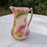 Antique Barbotine Pitcher from the Saint Clément Factory, Heron Decor