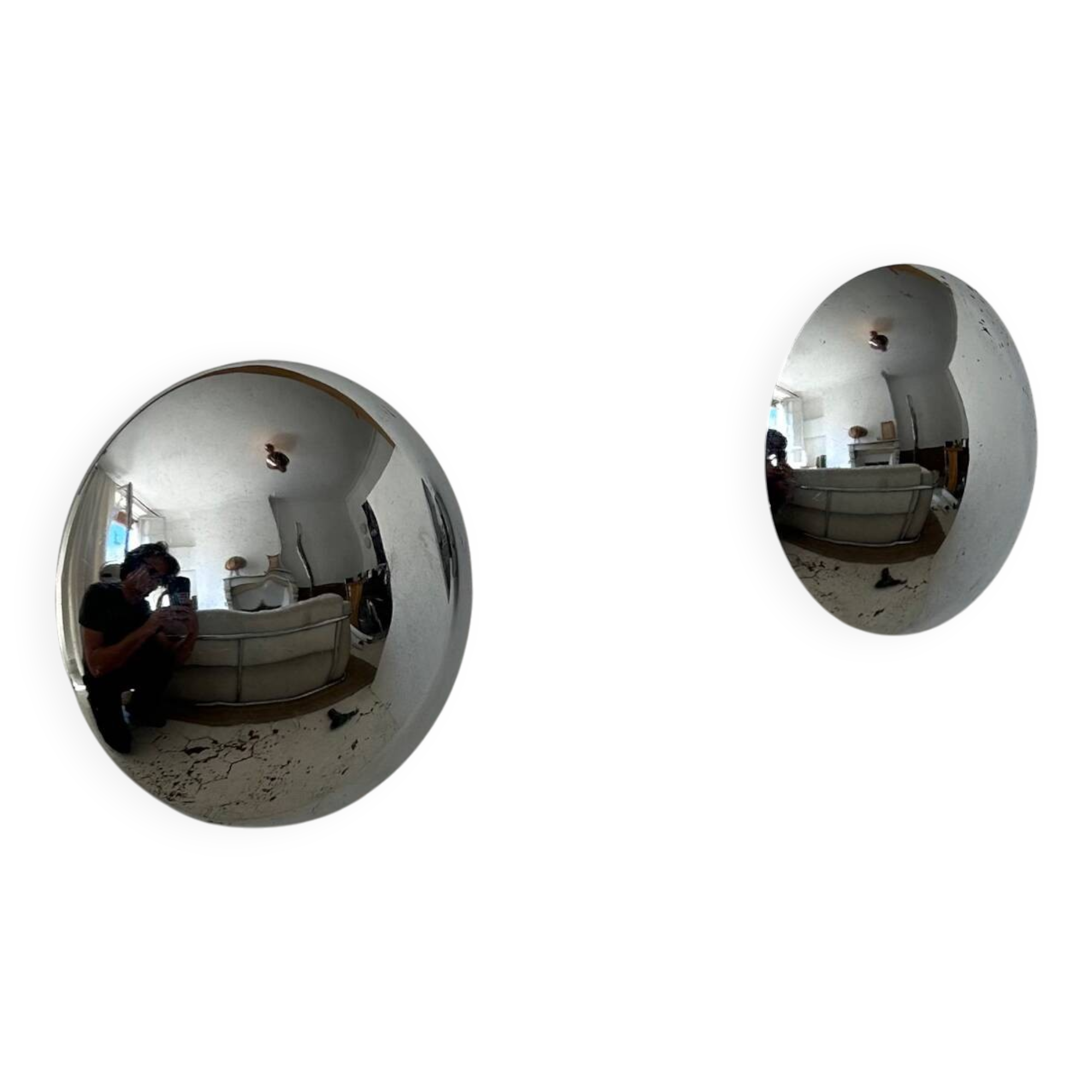 Pair of vintage chrome wall lights, France 1980