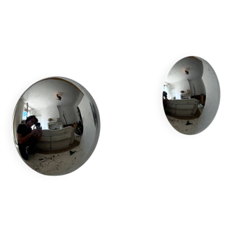 Pair of vintage chrome wall lights, France 1980