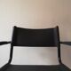 tubular armrest chair metal black matte & leather, Italy 1970