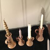 Set de 4 bougeoirs en grès