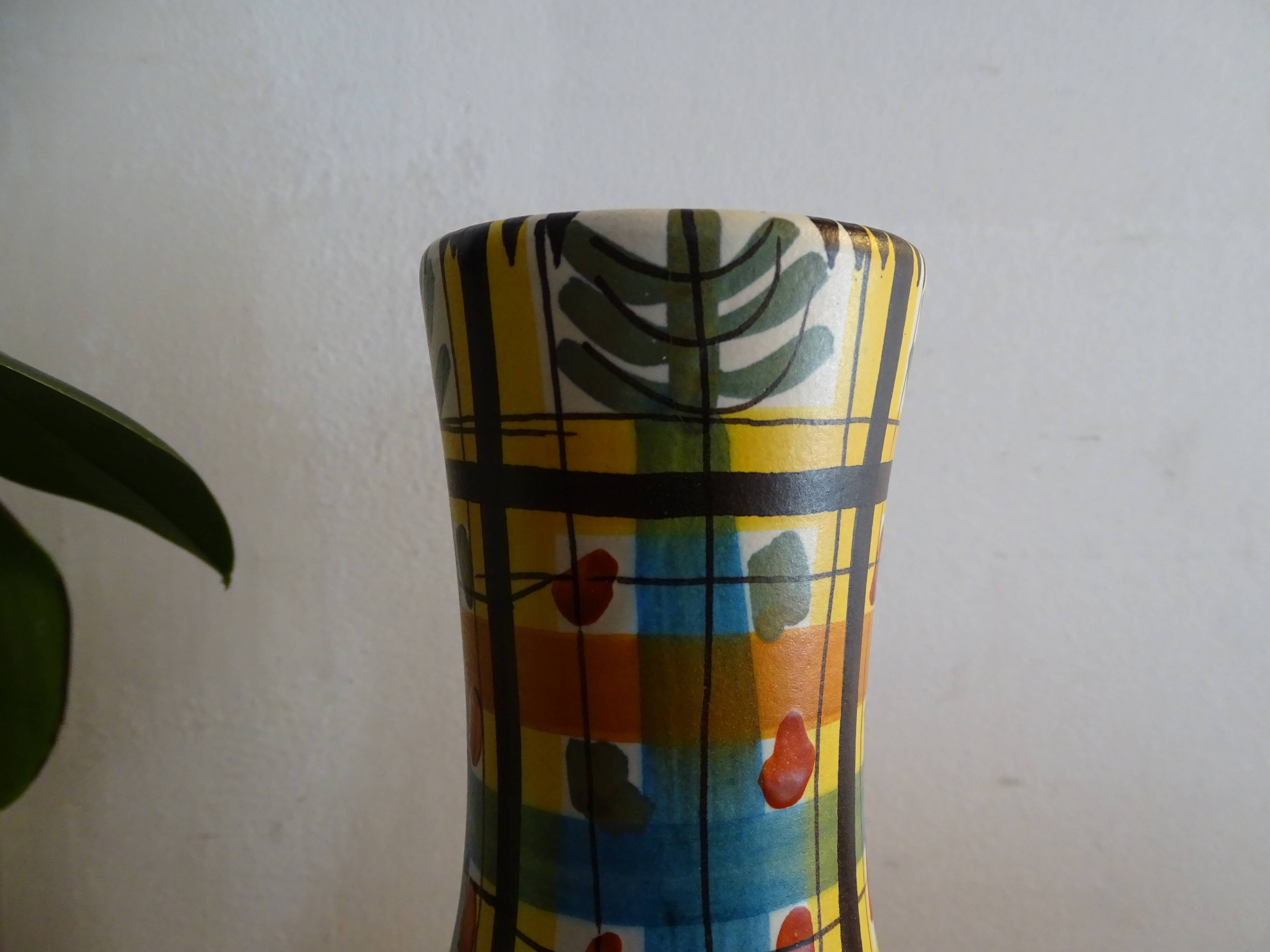 Vase Keraluc Quimper vintage 60's 70's with geometric decorations