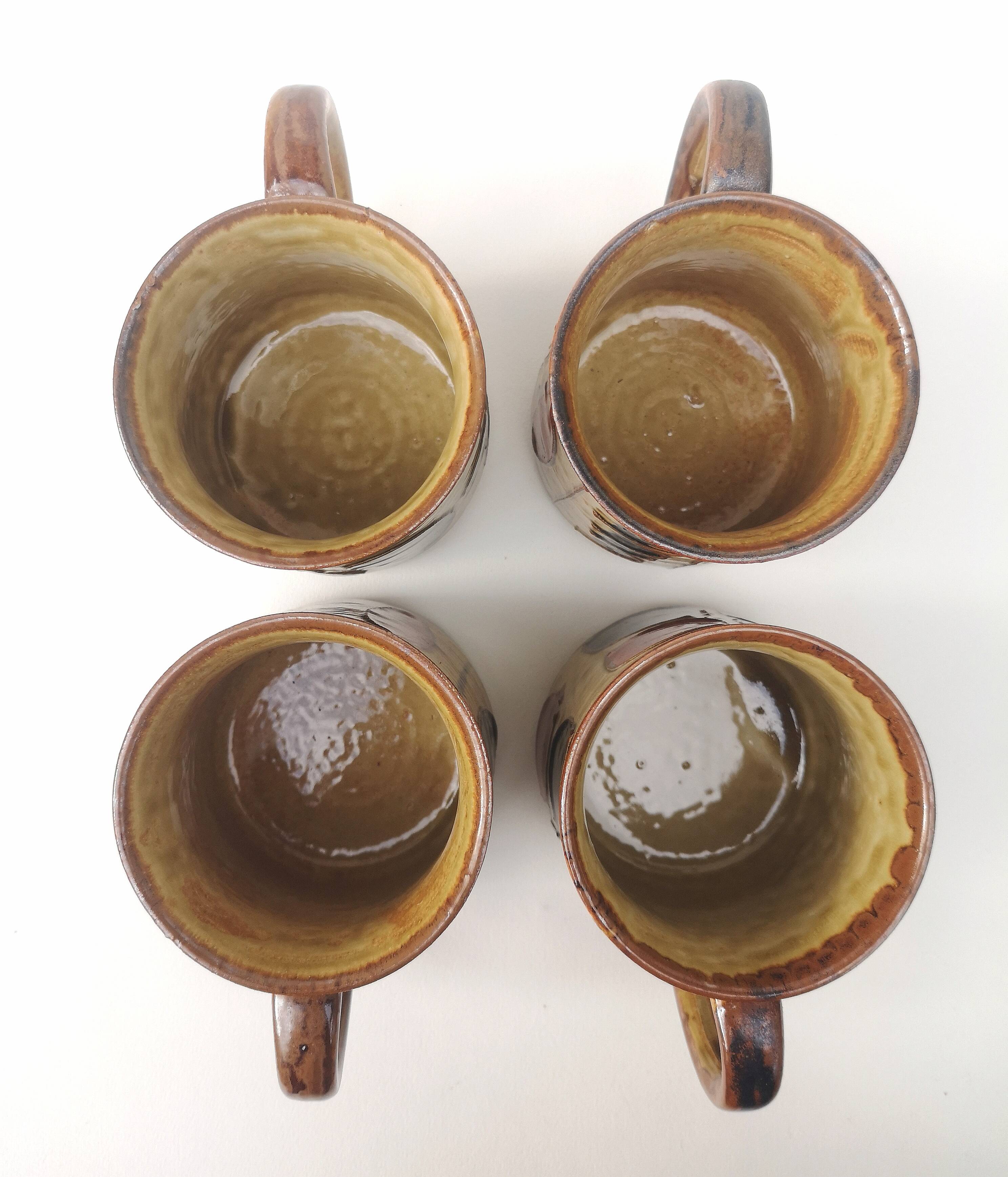 Vintage enameled ceramic mugs - Set of 4