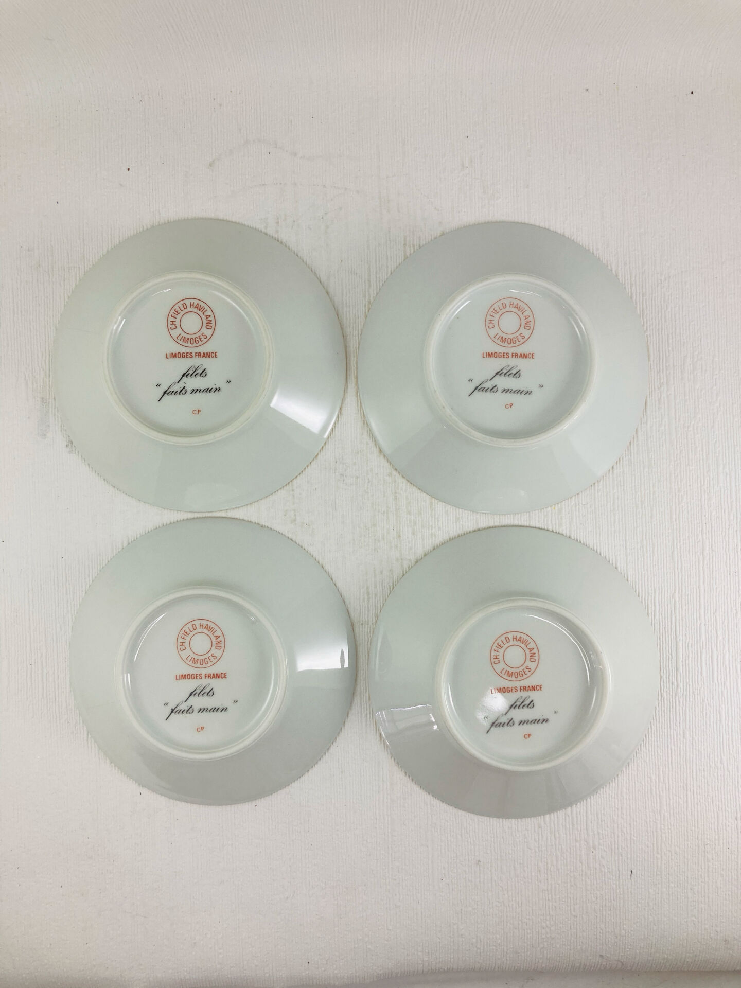 4 Cups and Saucers for Coffee Haviland Model Ambassade (blue rim)
