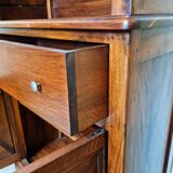 Vintage Louis Philippe style ceremonial bookcase in walnut