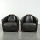 Ensemble vintage de 2 fauteuils en cuir de vachette au design Aviateur.