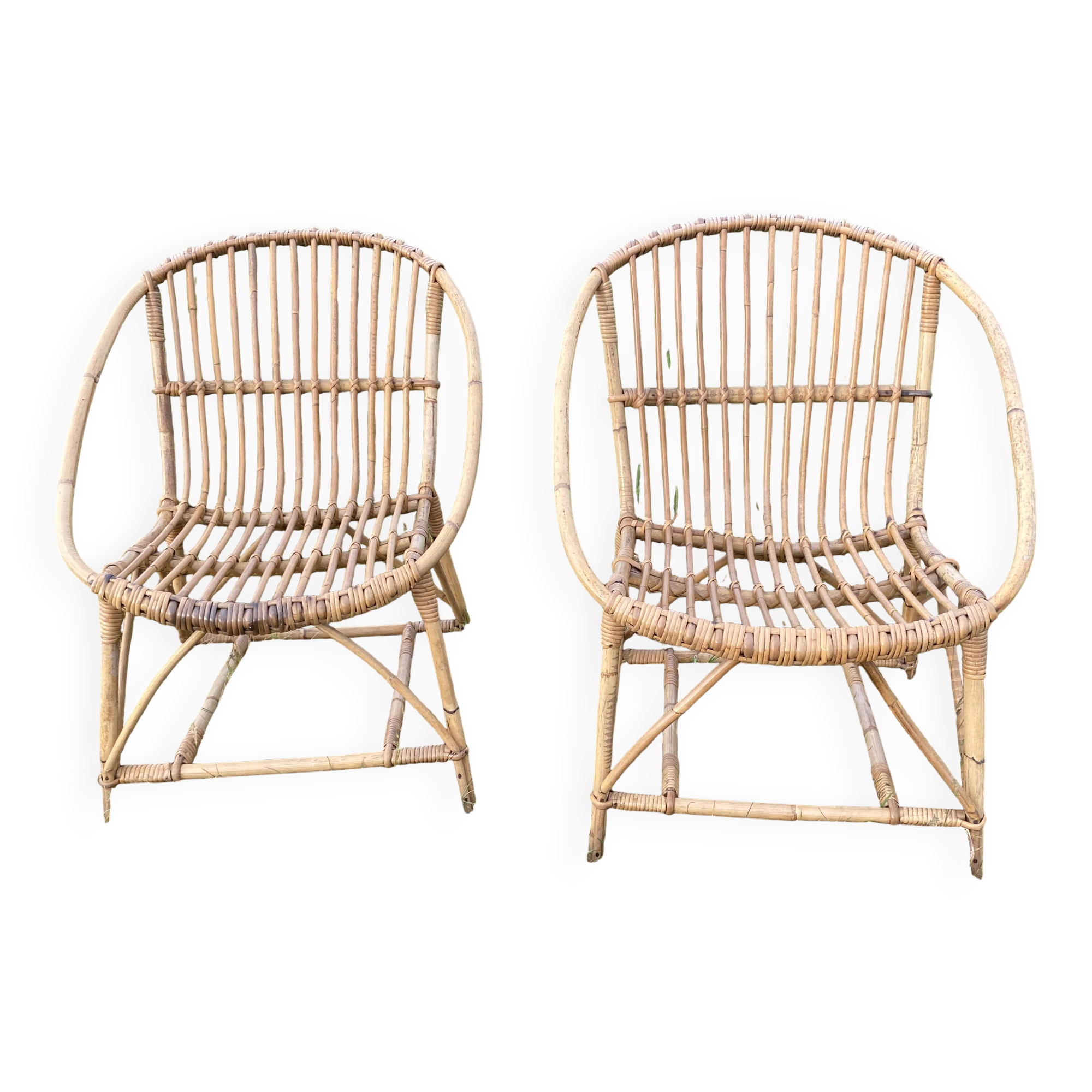 Pair of rattan armchairs