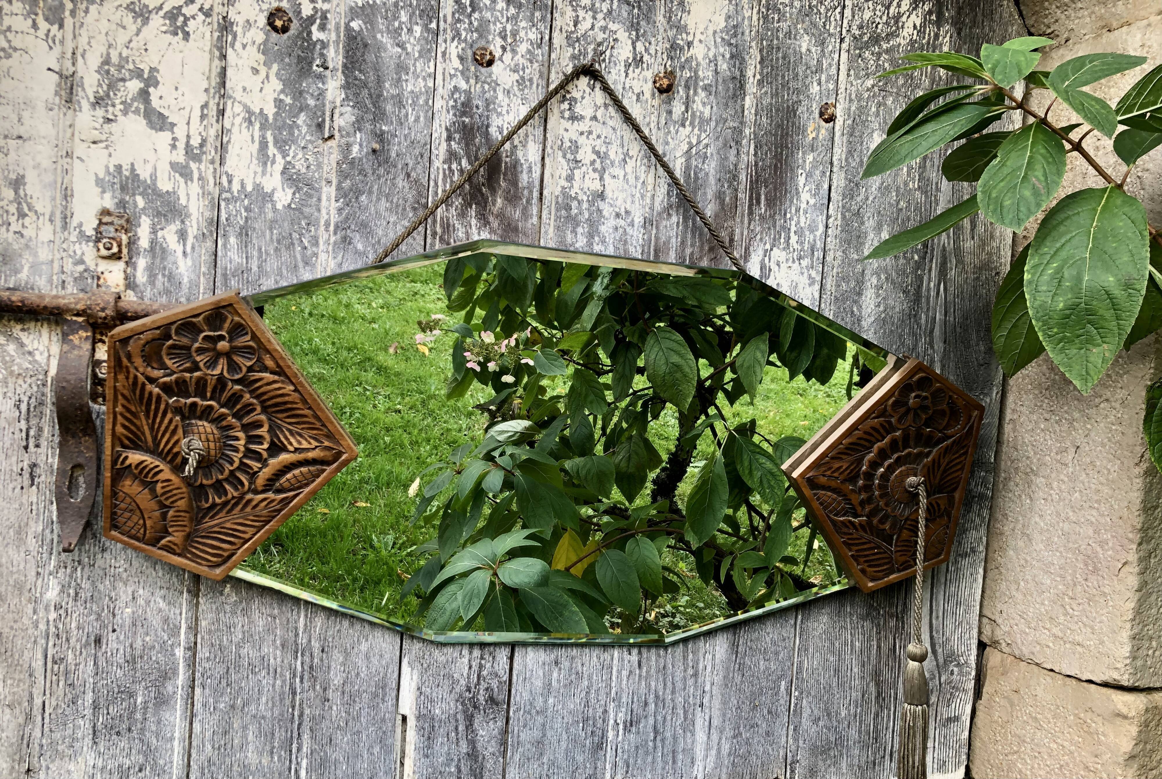 Hexagonal art deco mirror, 100x50 cm
