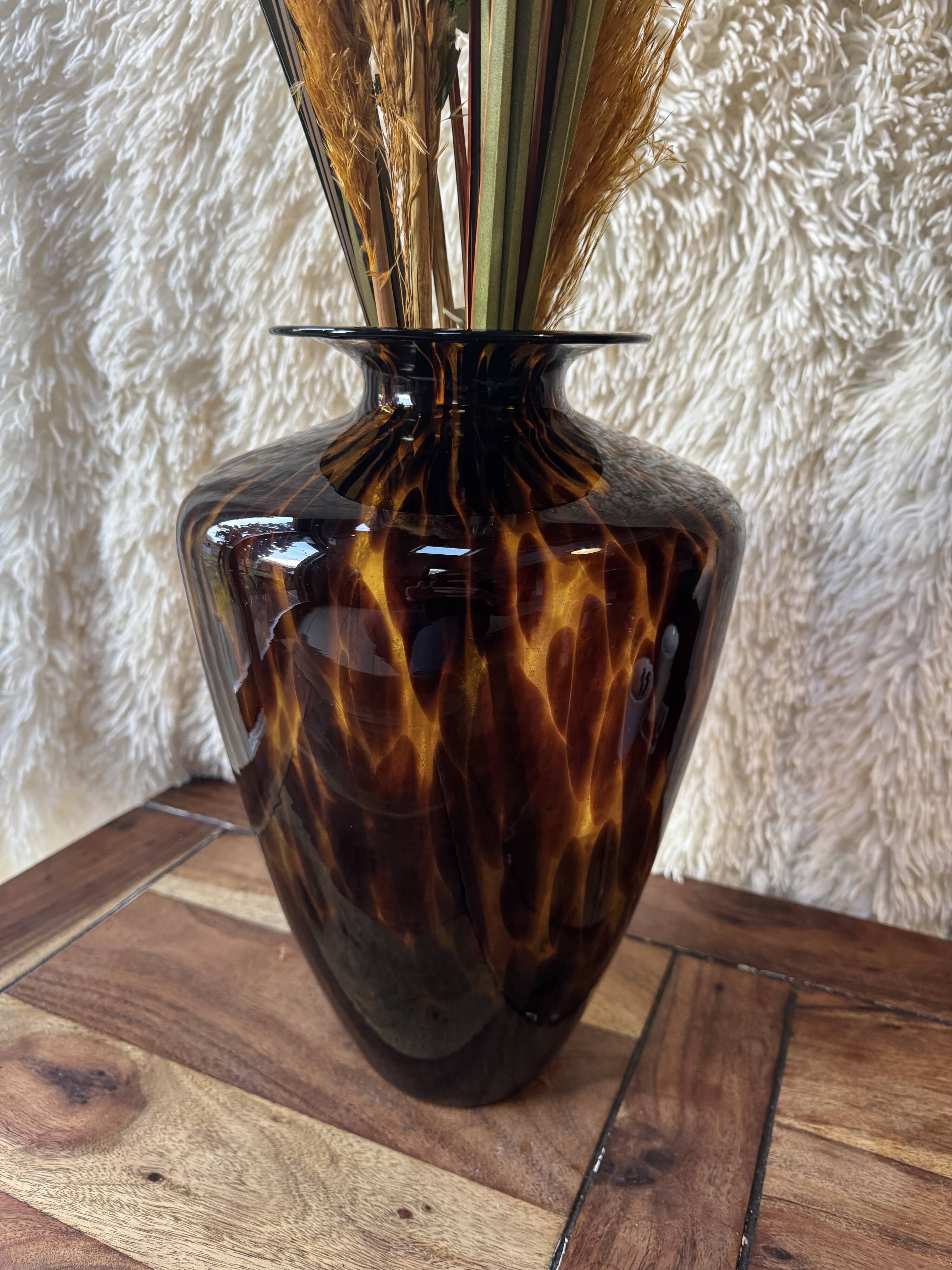 Large Murano vase in tortoiseshell style
